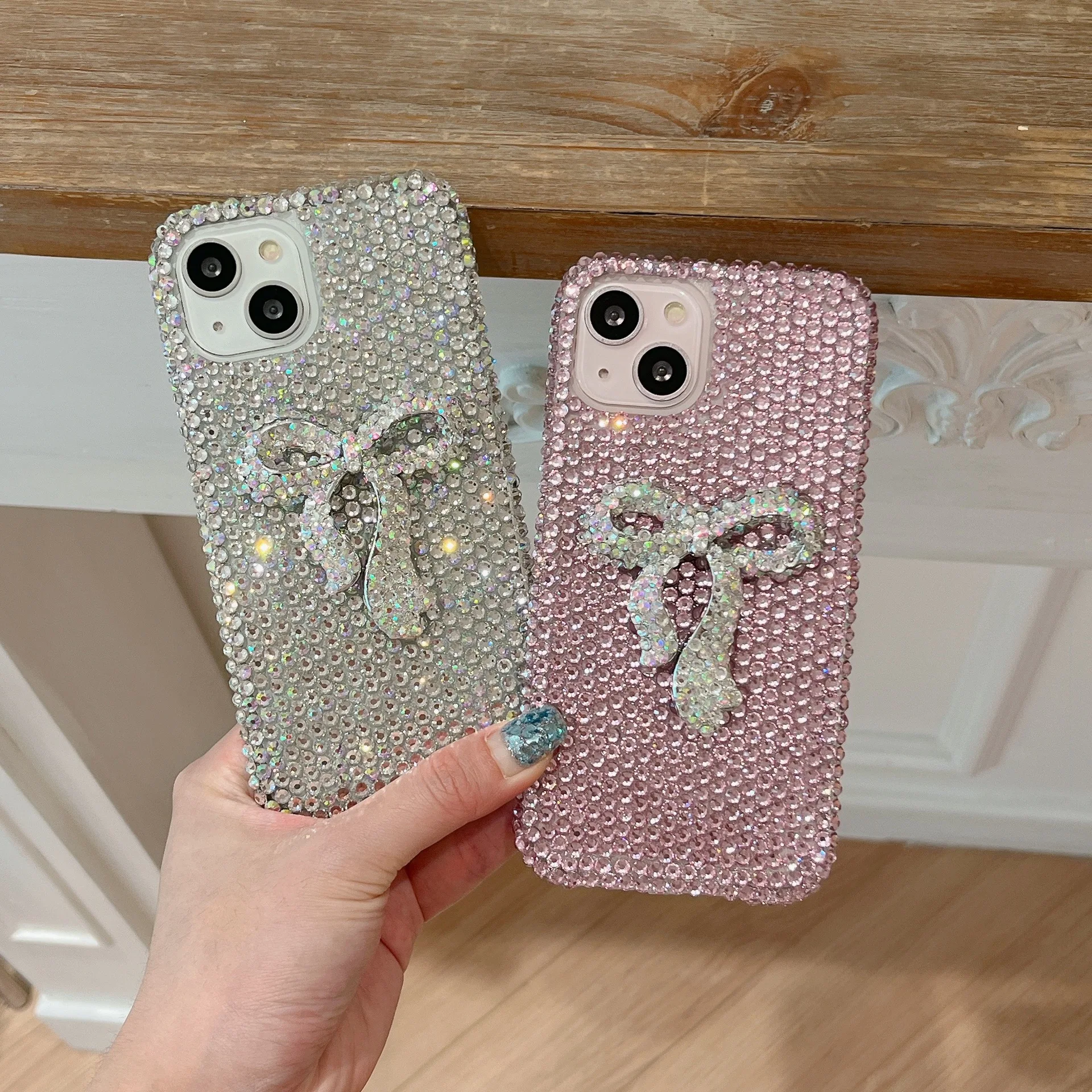 Funda de lujo con lazo de diamante, funda protectora bonita y brillante para iPhone 16 Pro Max