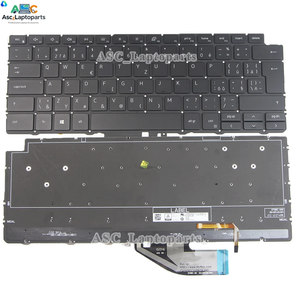 

Новая чешско-словацкая клавиатура для Dell XPS 13 7390 2-in-1 P103G, XPS 13 9310 2-in-1, черная, с подсветкой, без рамки