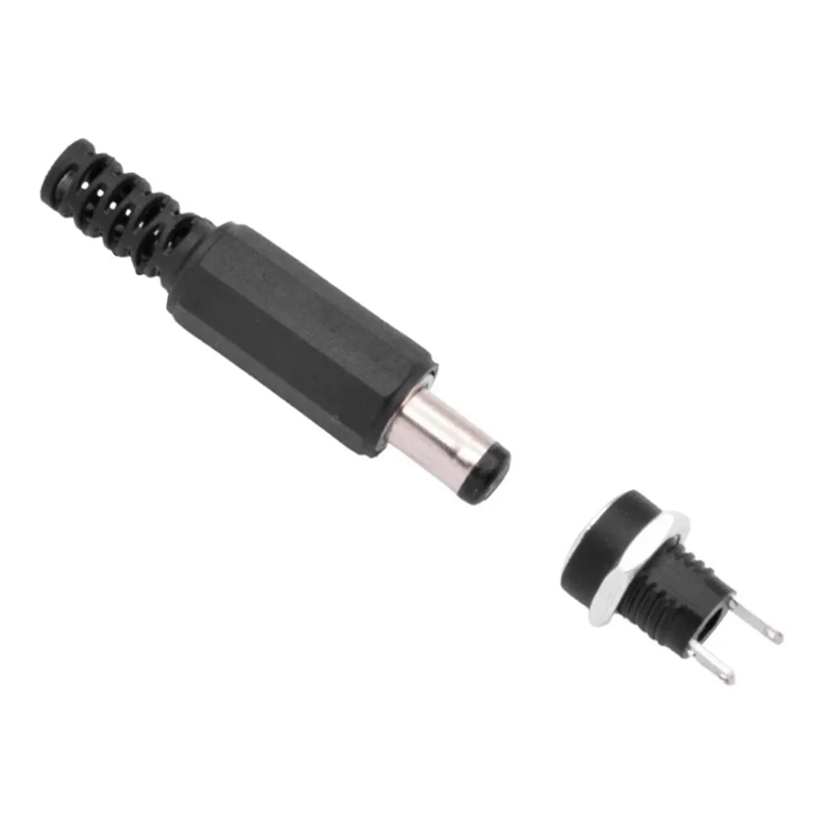 QA88X 15 Sets DC Power Connectors 5.5mm Plugs Male and Female Jack Sockets Screw Nuts Panel Mount Adapters