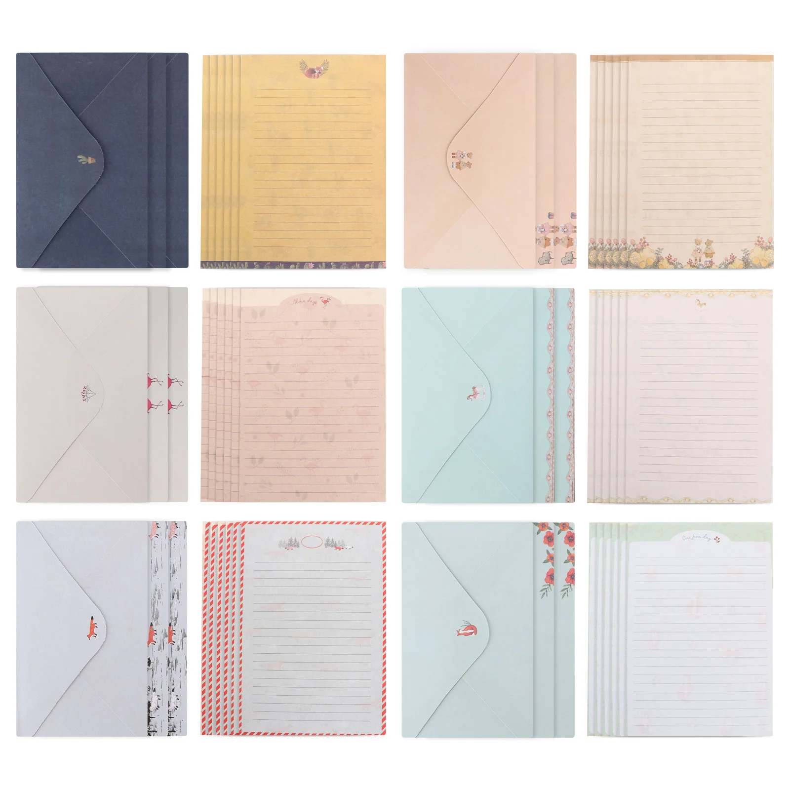 54 Pcs Stationery Container Envelope Office Danimals Letter Greeting Cards Paper Cute Envelopes Writing