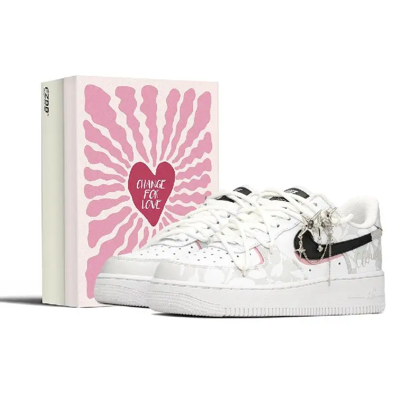 【Customize】Nike Air Force 1 Skateboarding Shoes Women's Low-top White/pink Sneakers shoes DD8959-103