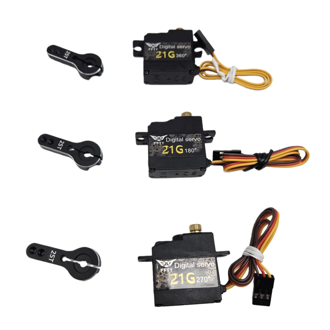เซอร์โวมอเตอร์ดิจิตอล FTTY 21g 21G 180 องศา ° /270 ° /360 °   แขนโลหะ 25T สำหรับรถบังคับวิทยุ โดรน หุ่นยนต์ DIY