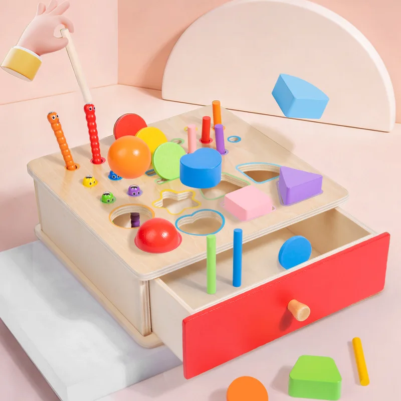 LazyChild Montessori Sorting Coin Box Color Shape Matching Building Block Educational Toy For Baby Early Learning
