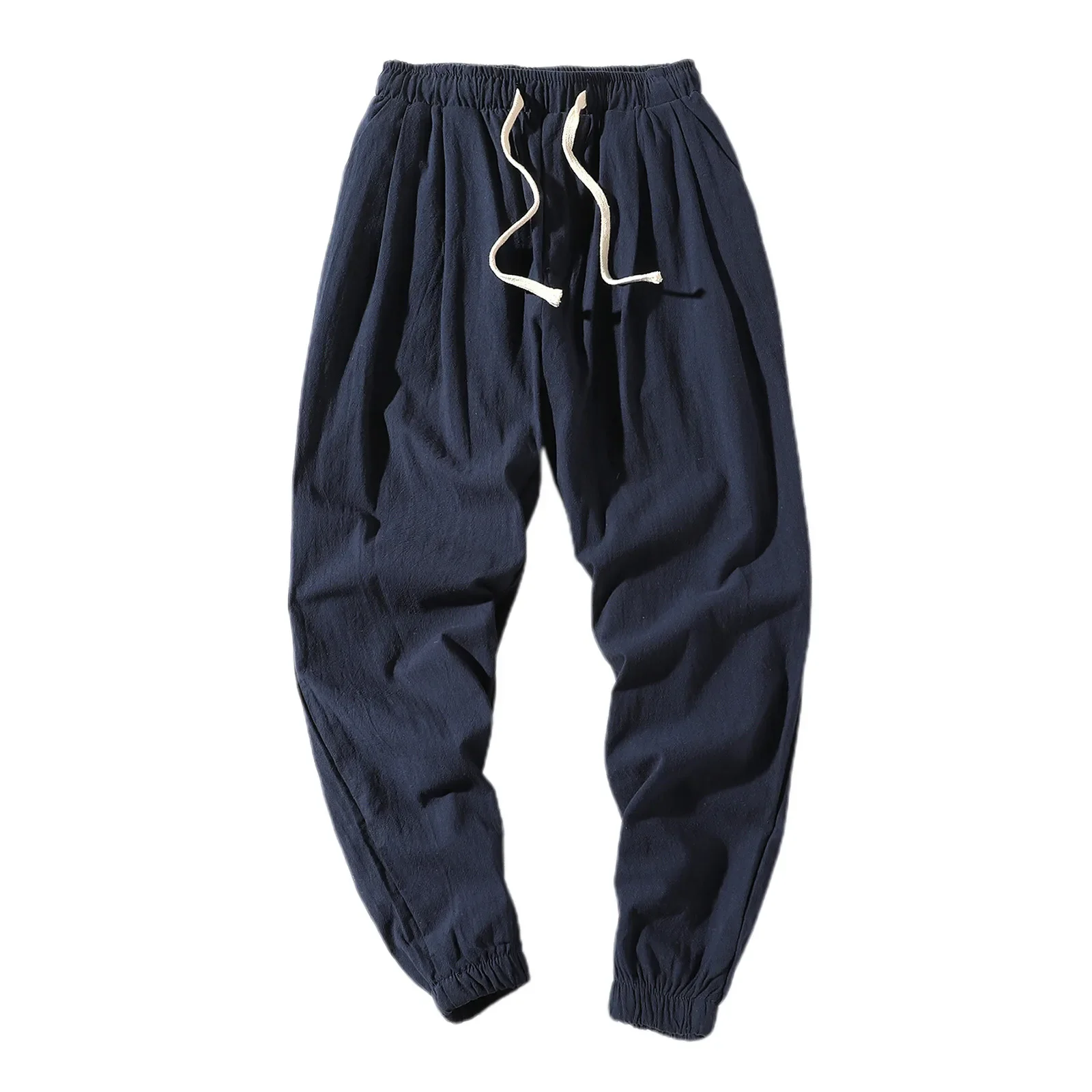 Spring Summer Cotton Linen Thin Breathable Pants Men Loose-Fit Straight-Leg Chinese Style Cotton Linen Pants Casual Long Pants