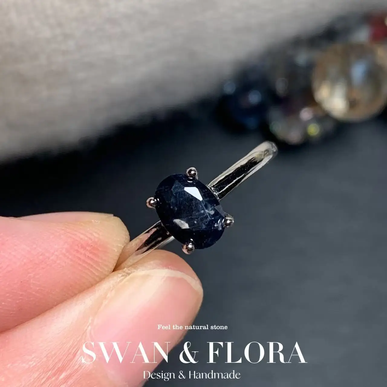 

7MM Natural Sapphire Ring Adjustable Female Ring Jewelry for Women Gift Wholesale High Quality Vintage Fine