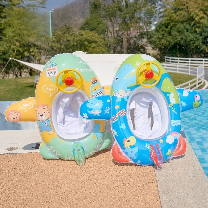 ألعاب كرتونية قابلة للنفخ على شكل حيوانات مقعد سباحة للأطفال مع عجلة قيادة لحمام السباحة في الهواء الطلق حلقة عائمة قابلة للنفخ على الماء للأطفال