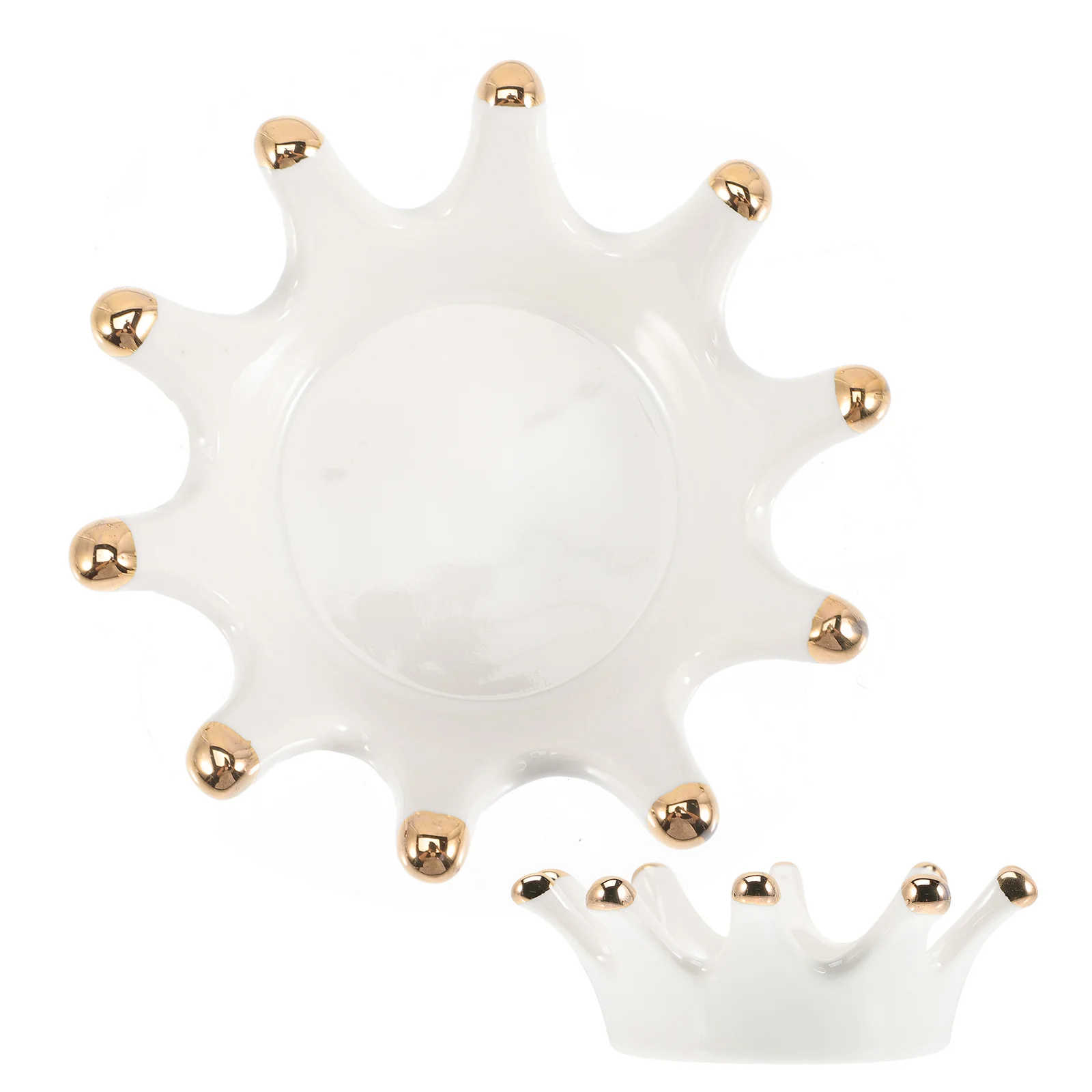 Ceramic Jewelry Tray Crown Design Ring Holder Durable Chic Jewelry Display Organizer Gift for Women Ring Tray Trinket Holder