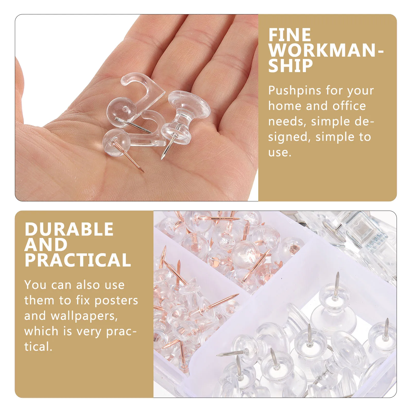 

125pcs Pushpin Set Transparent Thumb Tacks Office Home Use Map Marker Photo Wall Decor Small Compact Replaceable Multi