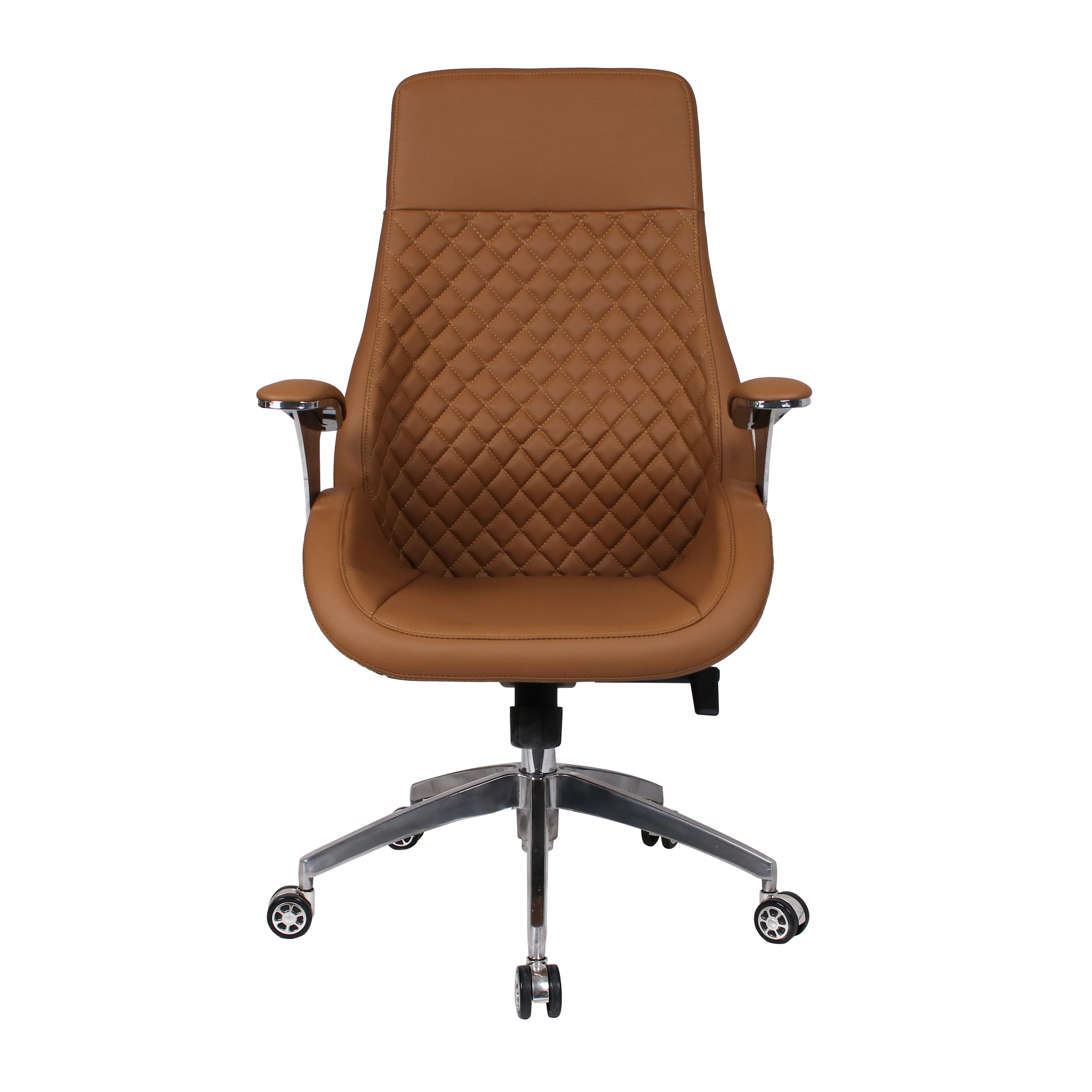 Luxury Sillon Ejecutivo Cuero Mid Back boss Office Chair Brown Leather Reclining Office Chairs with Arm Rest