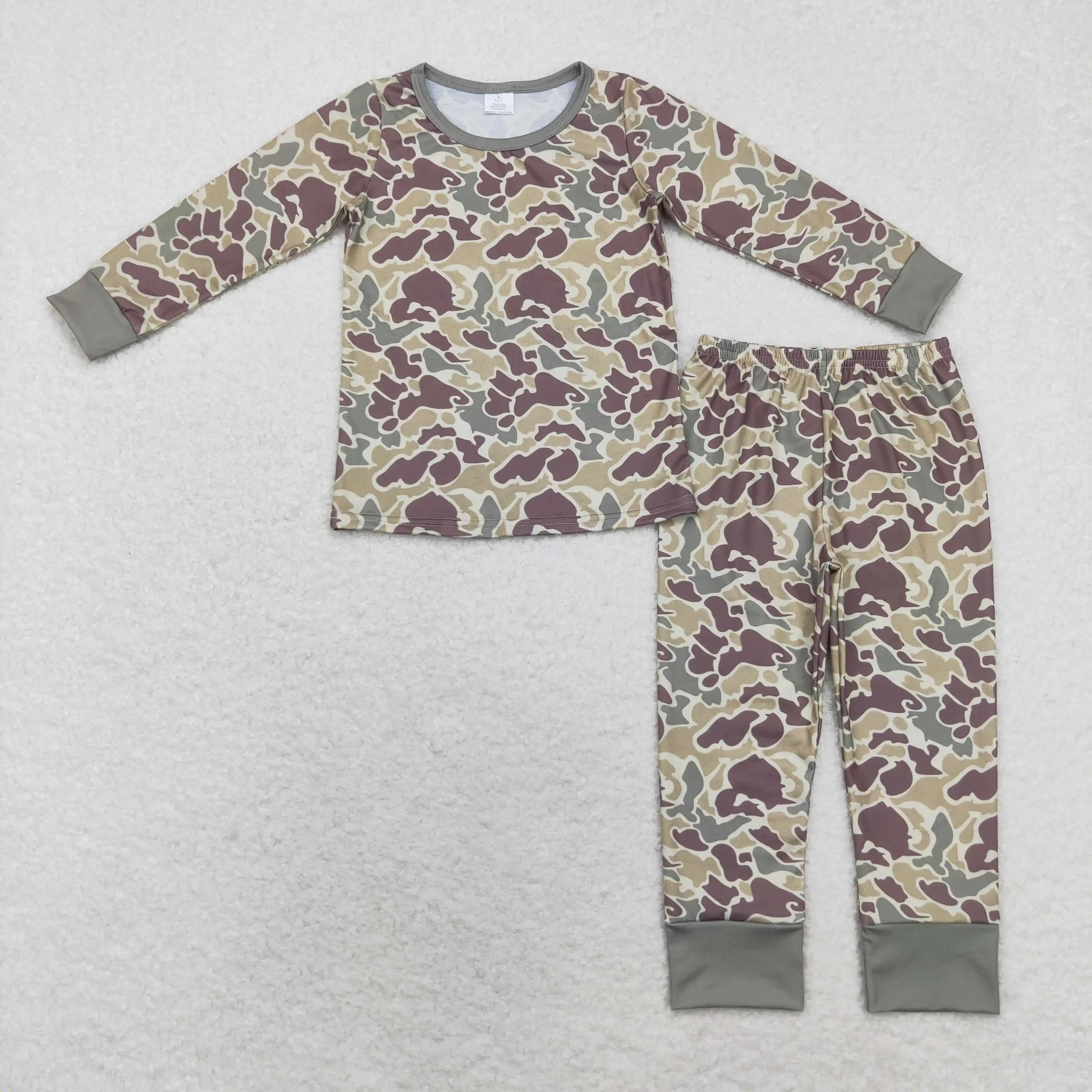 Toddler Baby Boys Pajamas Clothes Sets Long Sleeve Army Green Camo Elk Print Pocket Top Pants Bamboo Set Kids Children Clothing view 4