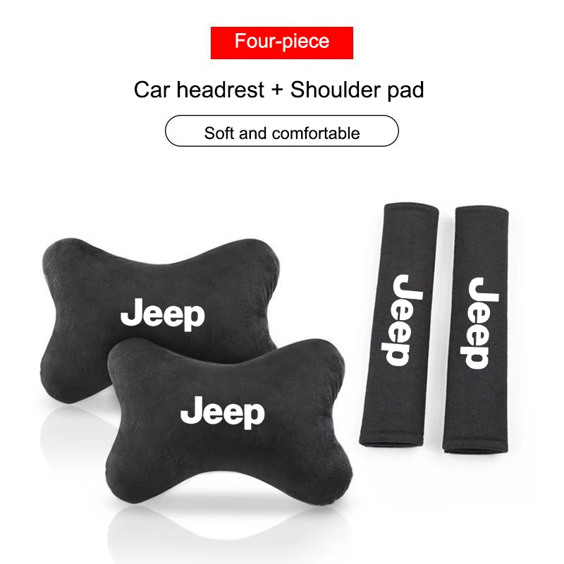 Car Seat Belt Protect Shoulder Pads Cervical Spine Headrest Neck Pillow For Jeep Renegade Wrangler JL JK Gladiator Grand Compass