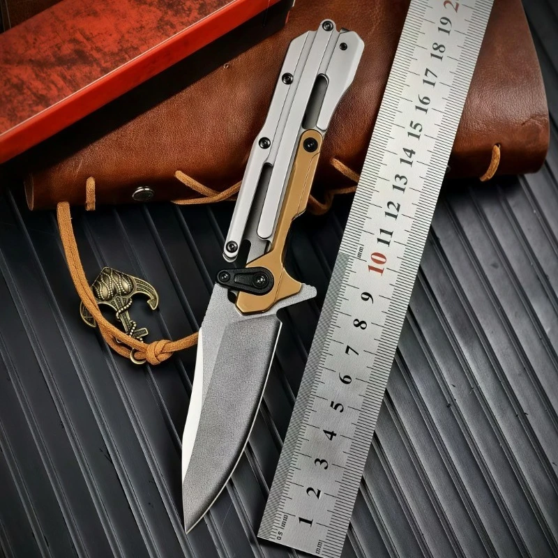 

Hot-selling 2039L outdoor camping folding knife D2, all-steel dual-color handle, portable and practical fruit knife EDC tools