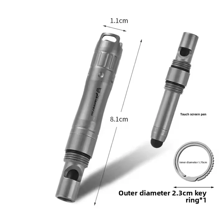 Titanium Alloy EDC Pen With Emergency Whistle Silicone Stylus Tip For Phone Tablet Coach Referee Camping Survival Outdoor Tool - view 2