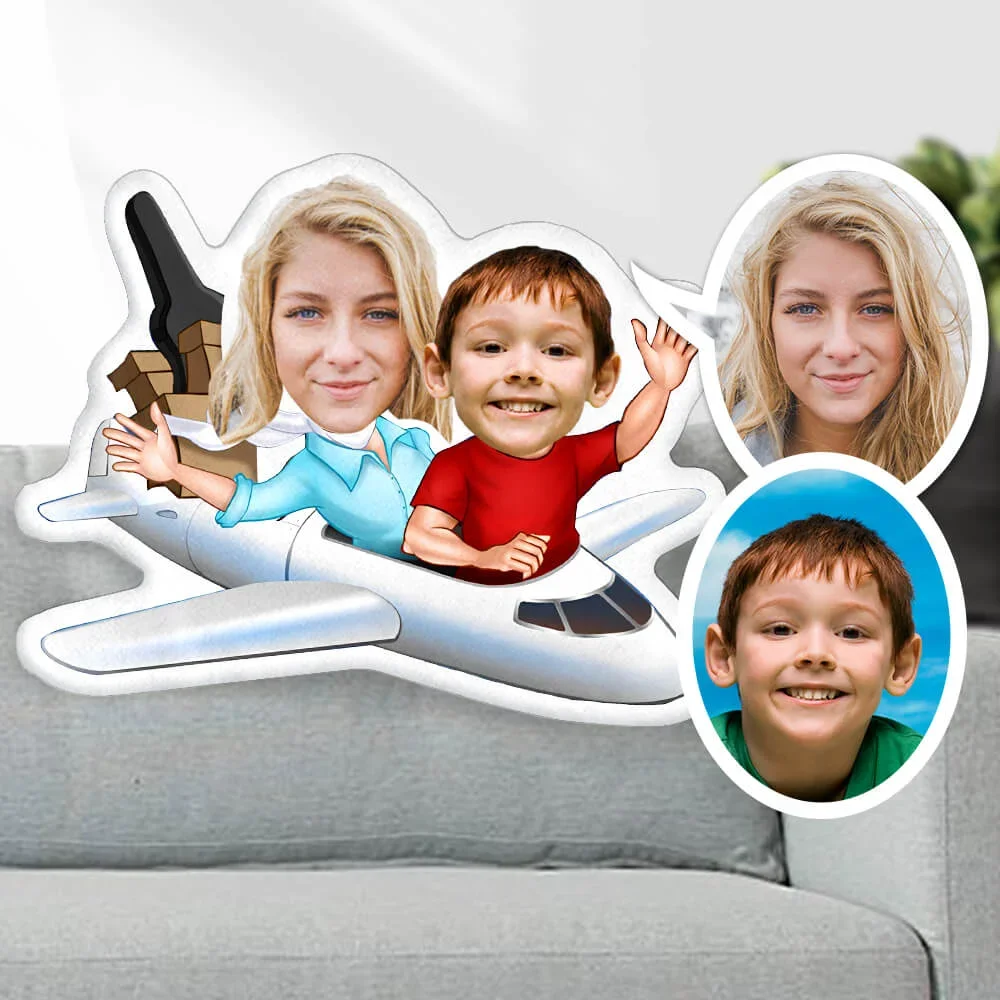 Minime Pillow cushion Dolls Photo Face customized  Pillow creative Personalized boy girl Mommy With Son In The Airplane