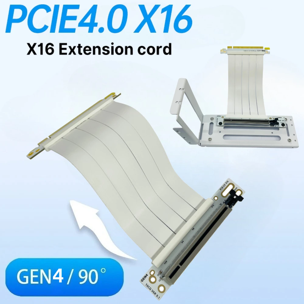 

Белый PCIE 4.0 PCIe4.0 16X To 16X Riser Card Удлинительный кабель для видеокарты PCI-E x16 Удлинитель слота Гибкий ленточный кабель-адаптер