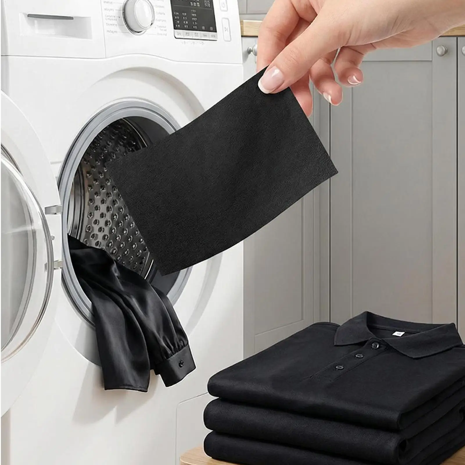 12pcs Clothing Brightening Sheets Laundry Black Color Enhancer Sheets For Dark & Black Fabrics Laundry Paper Prevents Fading