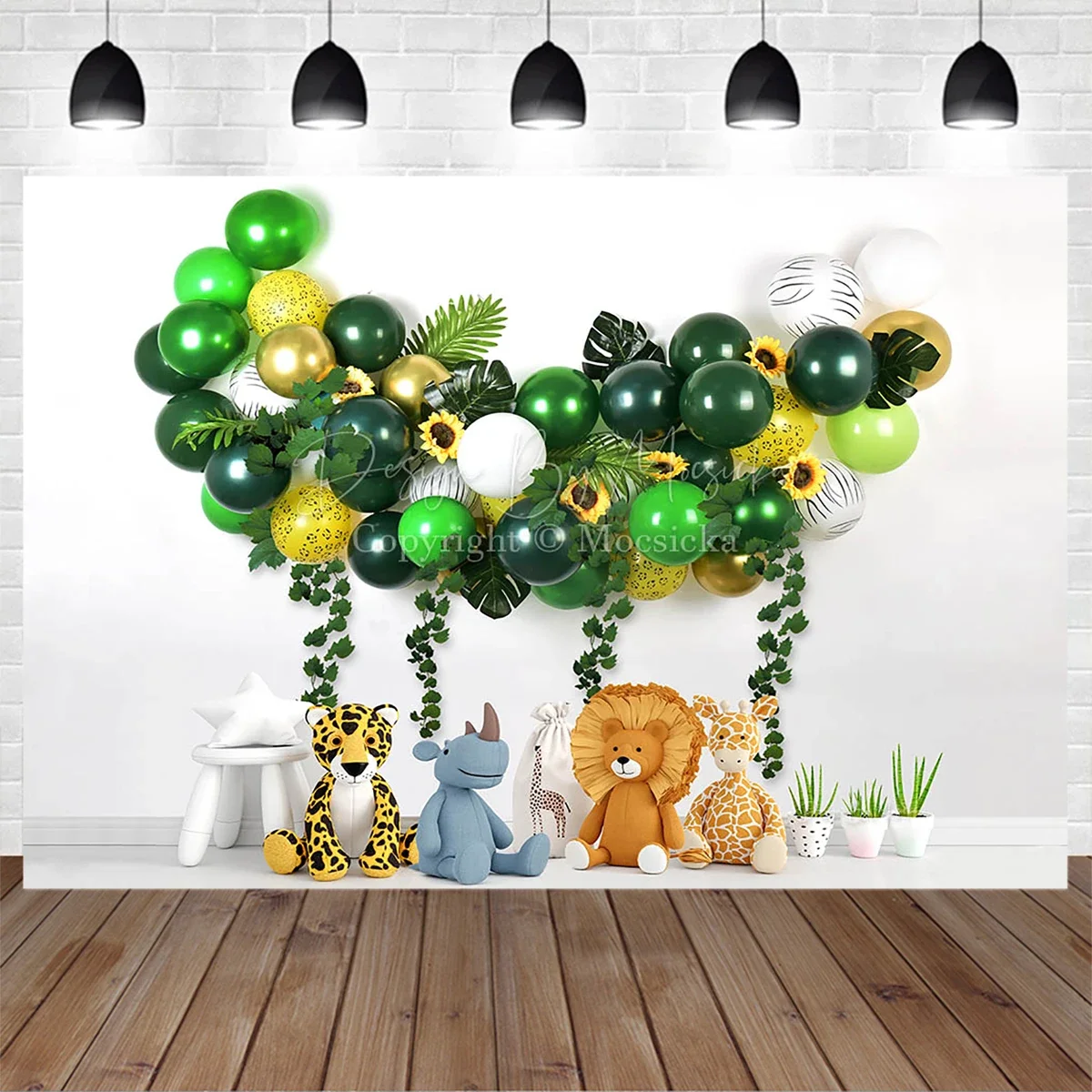 

Newborn Baby Studio Photo Decoration Photography Background Cute Animal Sticky Balloon Sunflower Backdrop Children Photobooth