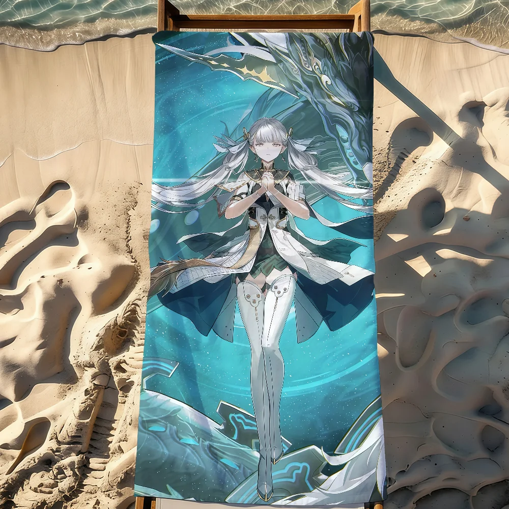 Game WuWa Jinhsi Towel Sports Quick Dry Travel Camping Gear Sandproof Soft Light Large Beach Towel