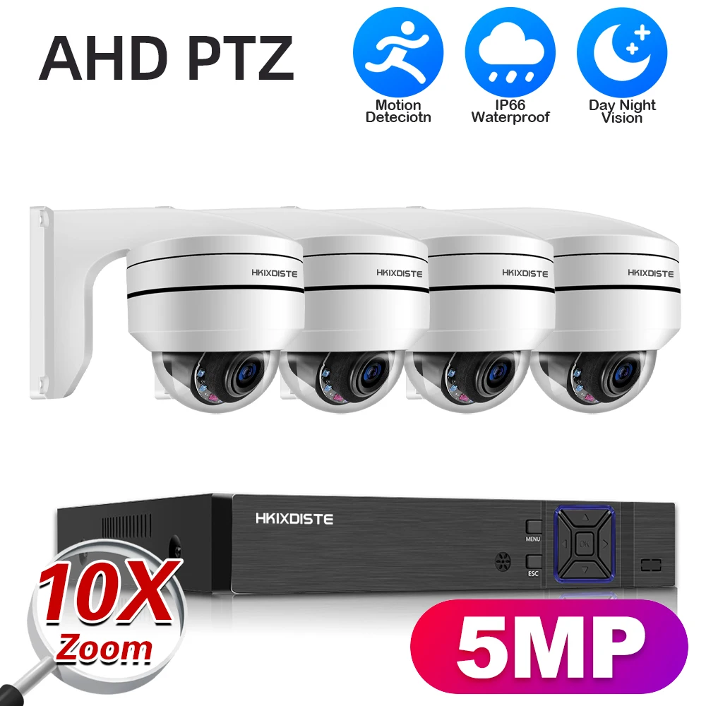 5MP AHD PTZ Camera Video Surveillance System 8CH 5.0MP AHD DVR Kit 10X Zoom HD Outdoor CCTV Camera P2P Video Security System Set