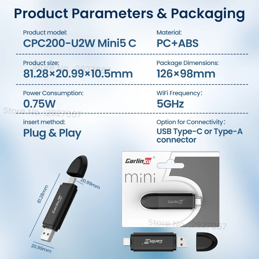 CarlinKit MINI 5.0 Pro adaptateur CarPlay sans fil Plug & Play boîte CarPlay intelligente Dongle USB pour voiture OEM WiFi Bluetooth connexion automatique