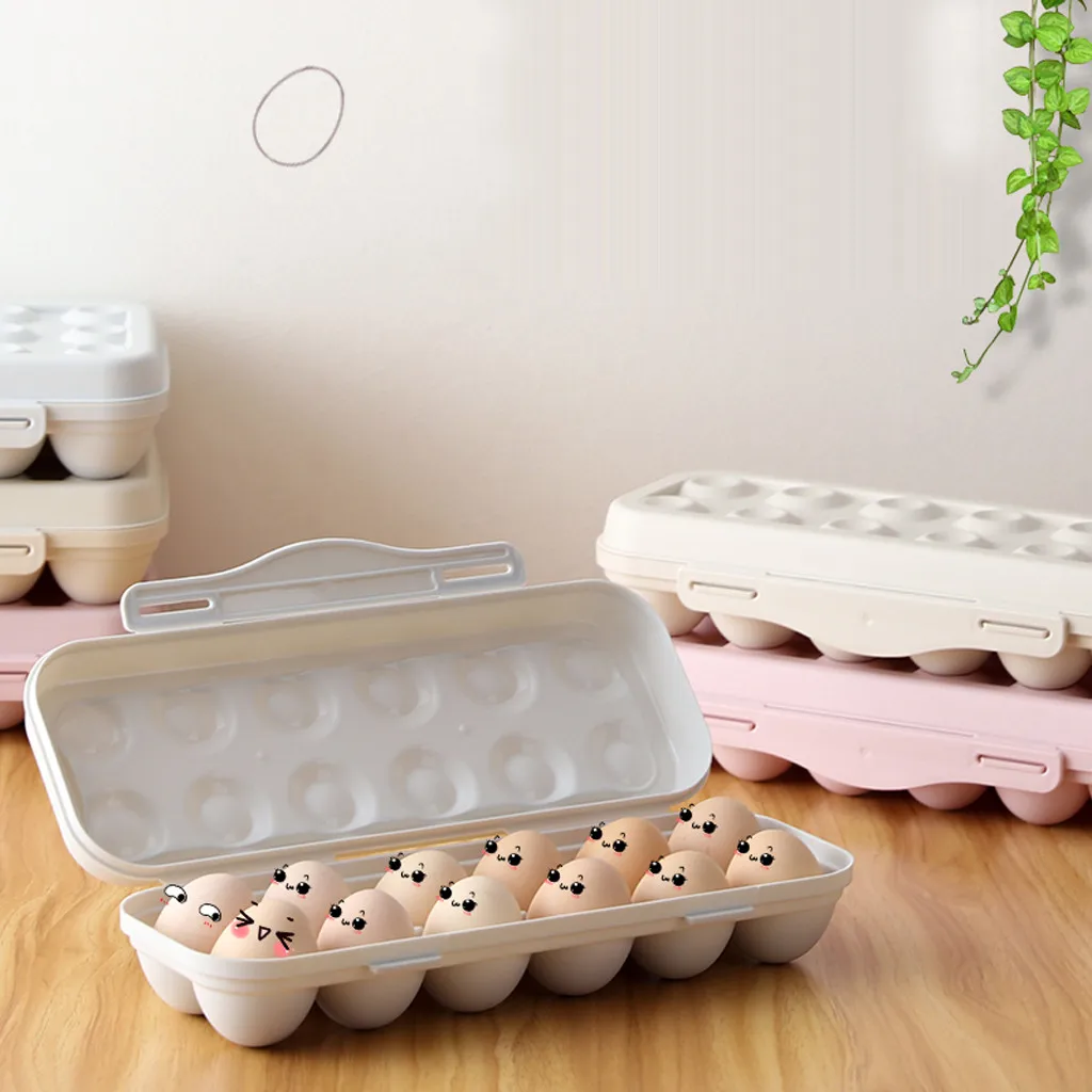 Egg Fresh Storage Box 12Grids Egg Box Temperature Resistant Large Capacity Shockproof Household with Lid for Fridge