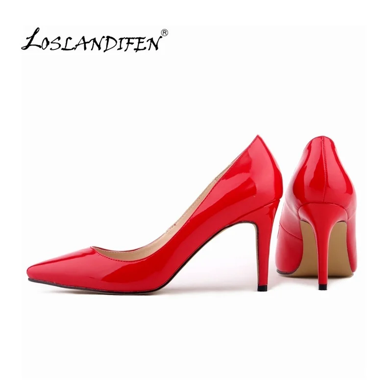 Women Pumps OL High Heels Sexy 9cm Pointed Toe Stilettos Female Pumps Sexy Ladies Red Wedding Shoes Black Office Heel Plus Size