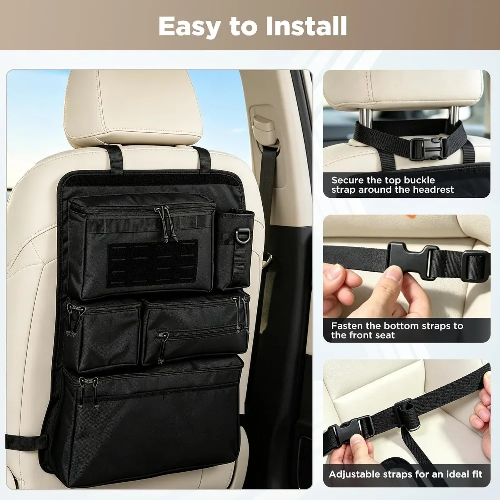 MOLLE Car Rear Seat Storage Bag, Rear Seat Multi-compartment Storage Hanging Bag, Car Convenient Tactical Hanging Bag