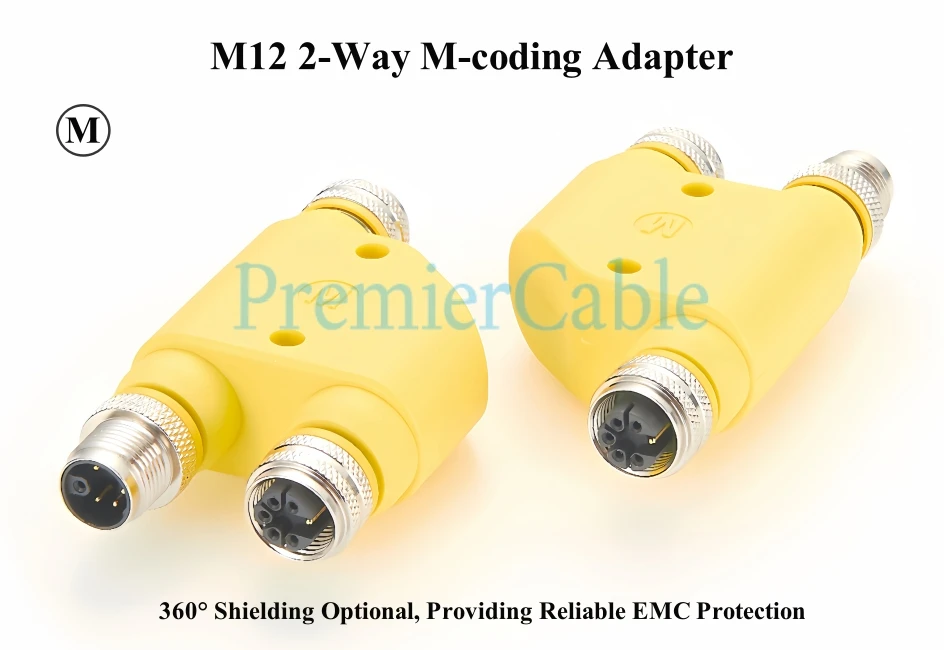 M12 M-Code H Splitter-Adapter 6-adrig (5+PE) Strom-Y-Splitter M-Codierung Rundsteckverbinder für Aktuatoren, Sensoren, Automation – Detail 2