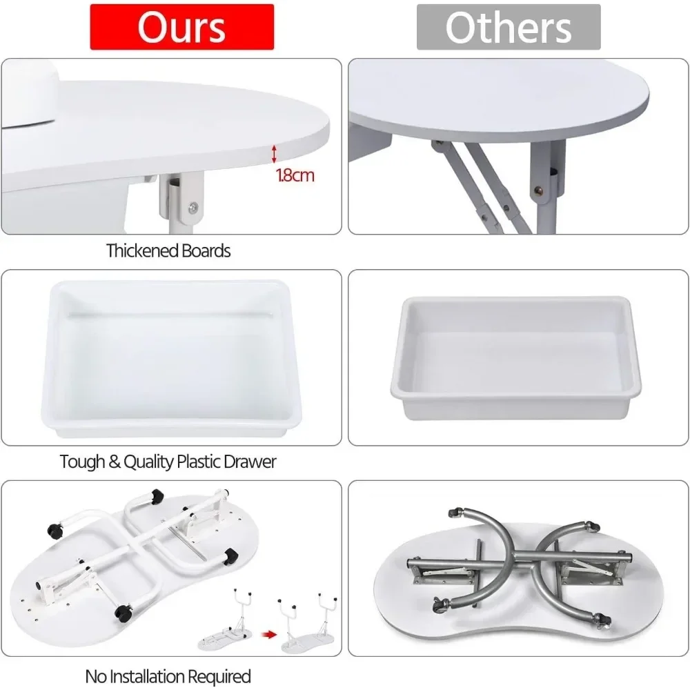 キャリングケース付きの調節可能なマニキュアテーブル,折りたたみ式ワークステーション,背もたれが低く,アームなしのネイルデスク,美容院,スパ,37インチ