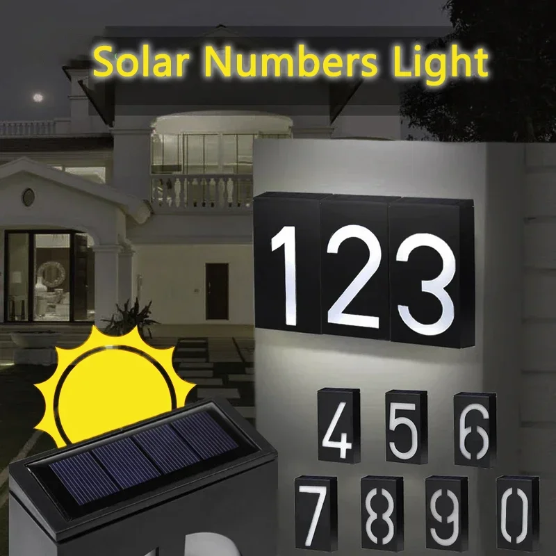 

Solar House Number Outdoor Address LED Luminescence Sign Exterior House Number Plate Digital Address Plate Street Custom Sign