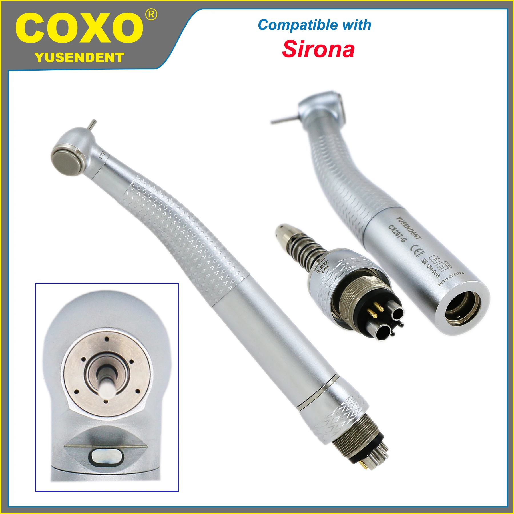 COXO Turbine dentaire fibre optique haute vitesse pièce à main Standard/tête de couple coupleur LED 6 broches adapté pièce à main Sirona