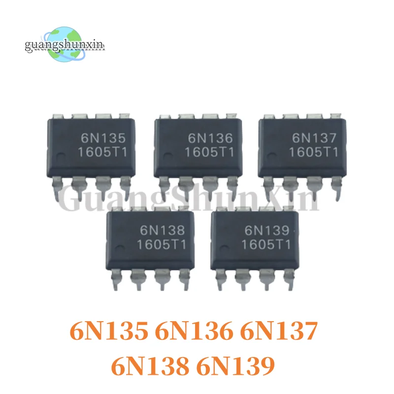 10pcs 6N135 6N136 6N137 6N138 6N139 DIP8 light coupling into optoisolator photoelectric coupling