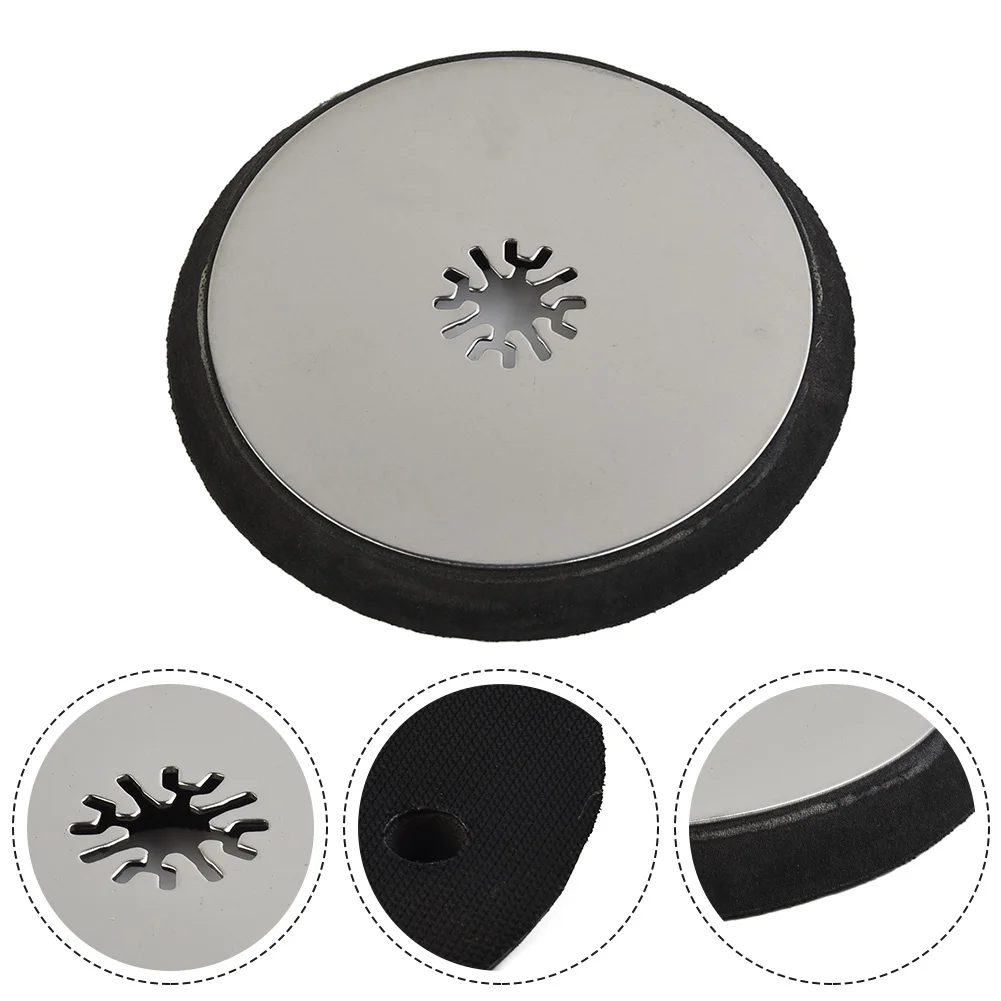 Vibration Round Sanding Pad for Multimaster, 115mm Diameter, Black+Silver Design, Stainless Steel+EVA Material