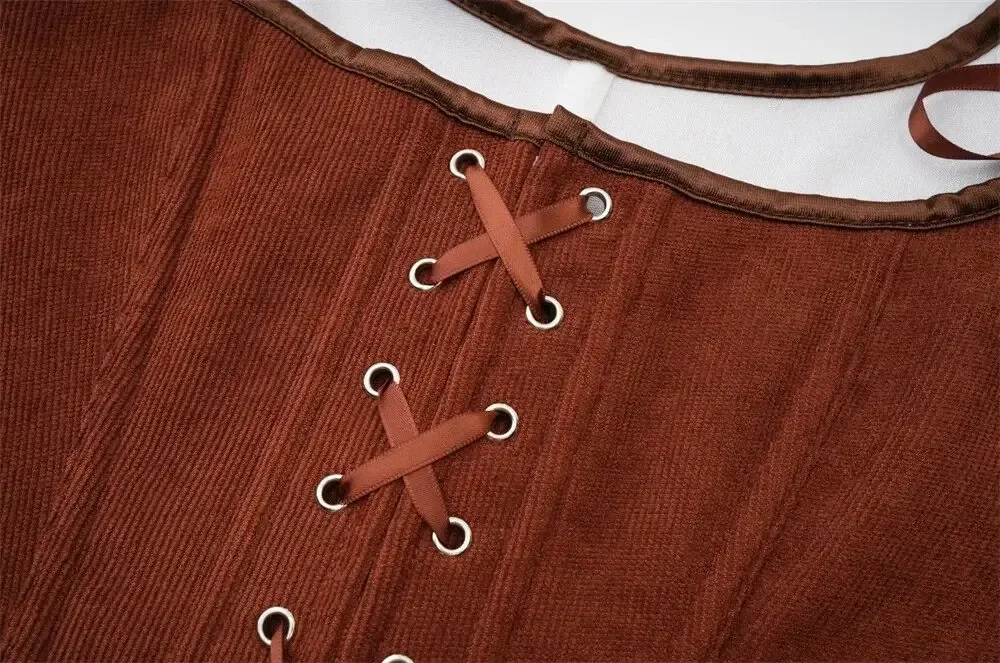 Коричневый корсет на бретелях, винтажный готический женский сексуальный бюстье на шнуровке, тренажер для талии, формирователь тела, корректирующее белье в стиле стимпанк, жилет для похудения