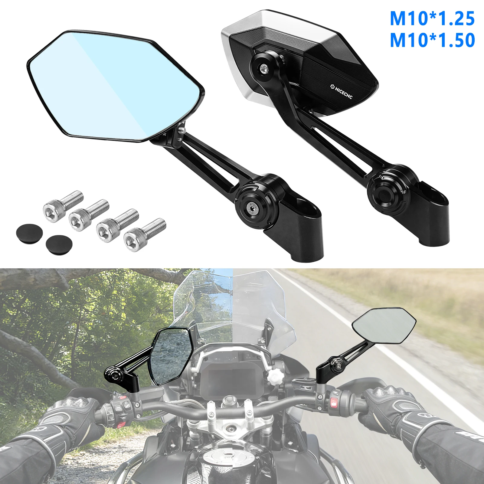 For 2024-2025 BMW R1300GS/Adventure R1300GSA Rearview Mirror Adjustable Side Mirrors for BMW R1250GS/Adventure R1250GSA 2018-25