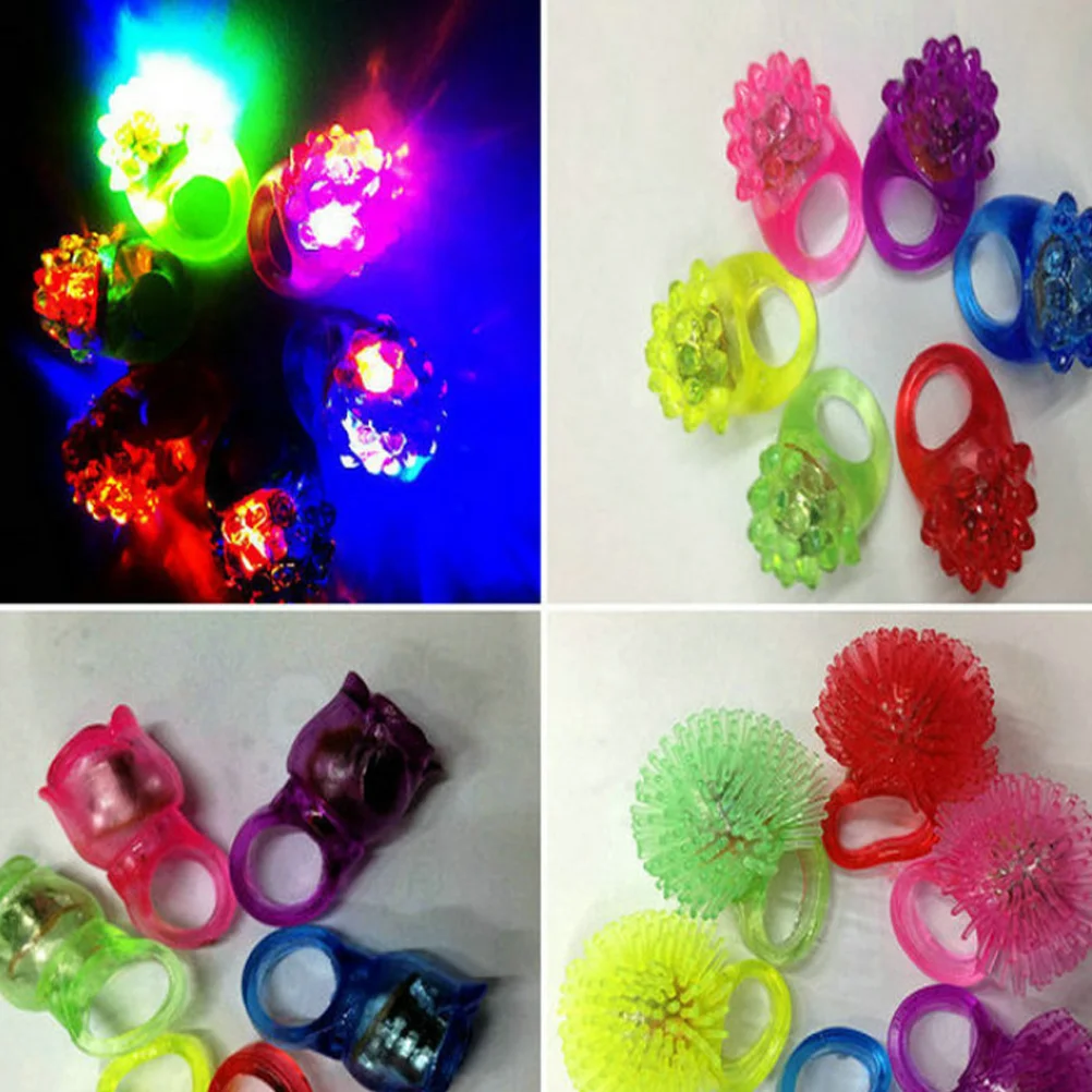 15pcs LED Luminous Finger Ring Strawberry Glow in the Dark Ring Party Favors Toys (Random Color and Style)