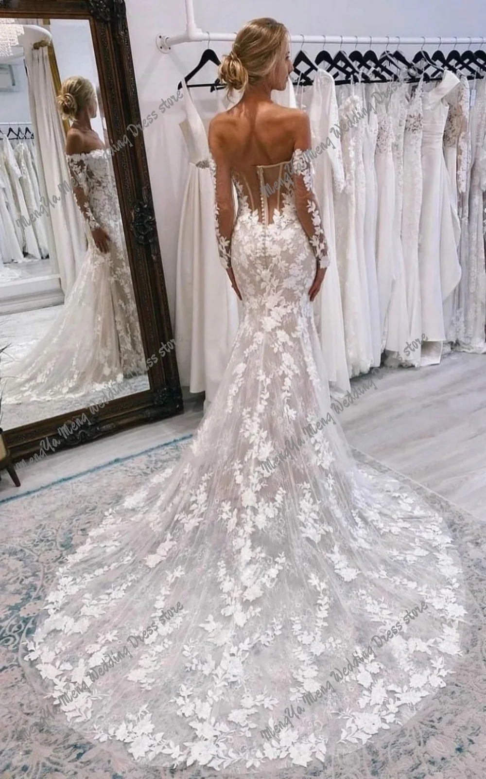 Vinatage Lace Applique Mermaid Wedding Dresses for Brides Off the Shoulder Tulle Boho Bridal Gowns for Wedding Customized 2025