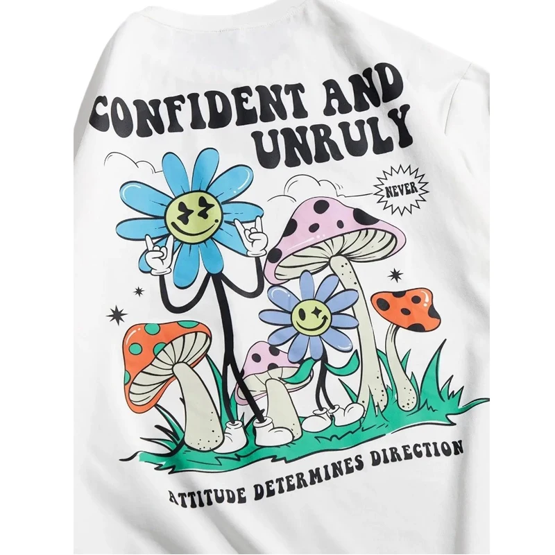 Confident And Unruly Attitude Determines Direction Men T Shirt Cotton Shirt Street Loose T-Shirts Summer Breathable Short Sleeve