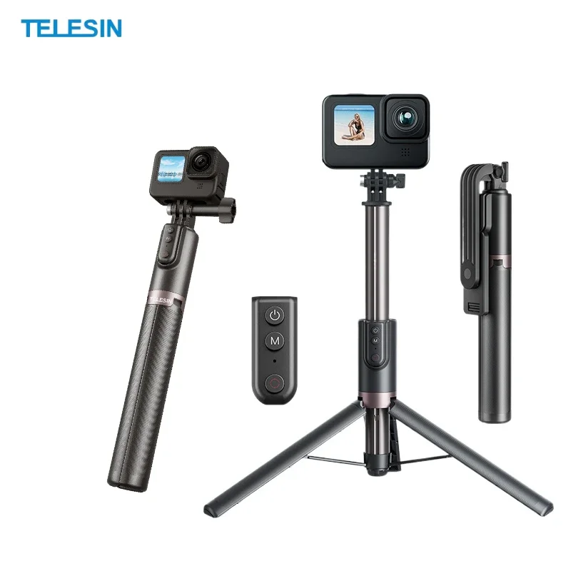 TELESIN Selfie Stick Tripod with Remote Control for CellPhone Gopro Hero 13 12 11 10 9 8 All-In-One Multifunction Selfie Stick