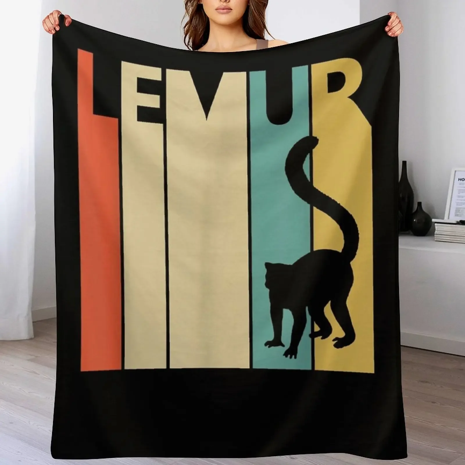 

Lemur - lémuroidea cute funny Throw Blanket Color Fast Cozy Throw Blanket