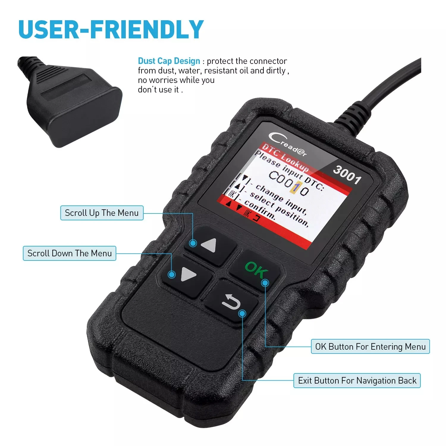 LAUNCH CR3001 X431 CR 3001 OBD2 Diagnostic Tools Support Full OBDII/EOBD Function Automotive Code Reader Check Engine Pk CR319