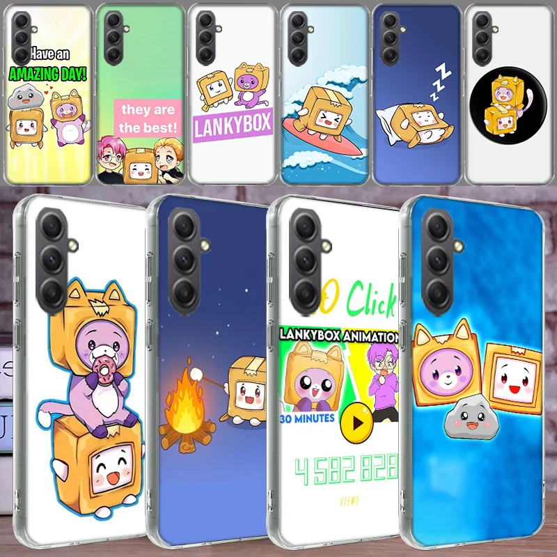 Lankybox Cute Phone For Samsung Galaxy A15 A25 A35 A55 A71 A51 A41 A31 A21 A11 M12 M30S M31 M32 M51 M52 J8 J6 J4 Cover Clear Coq