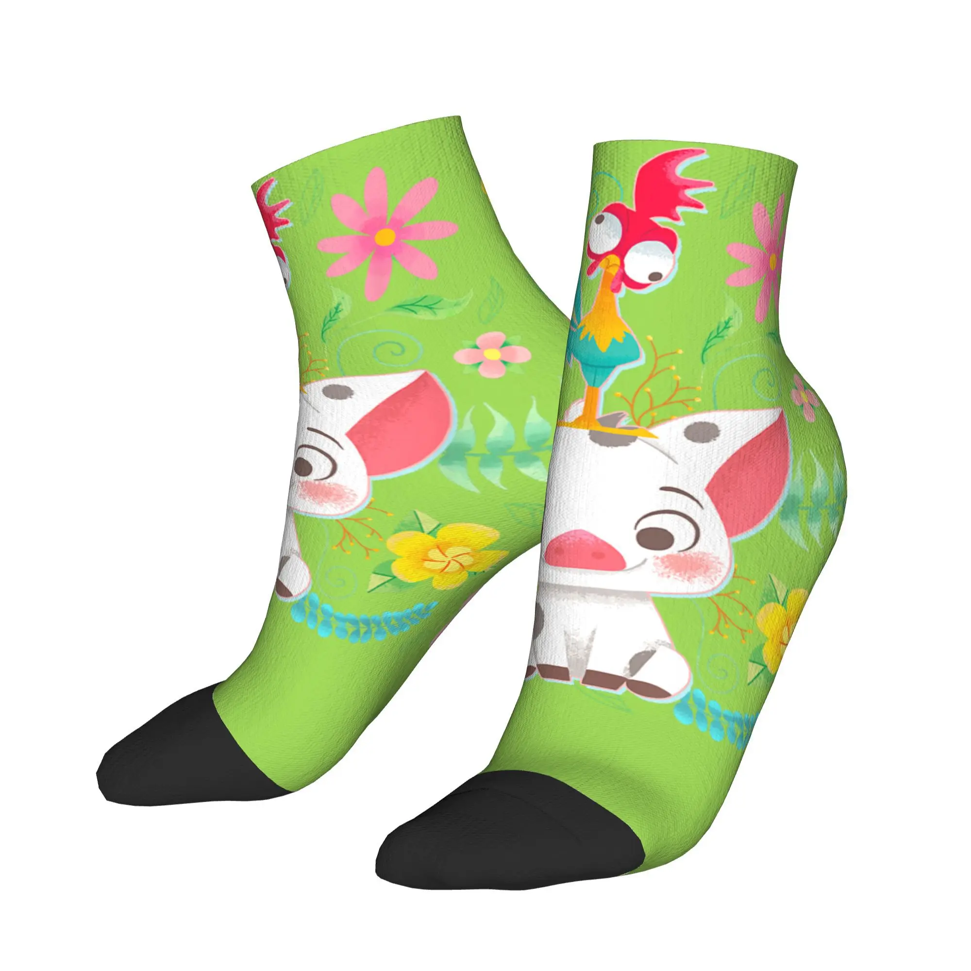 

Couple Socks Moana Pua Hei Hei Cute Pose Floral Big Chest Poster Harajuku Breathable Ankle Sock Skateboard Anti Skid Socks