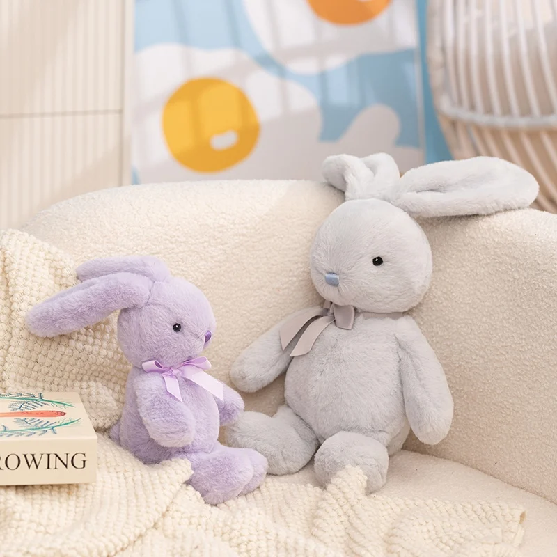 

Cartoon Big Ears Rabbit Plush Toys Soft Cozy Cute Lace Bow Tie Bunny Doll Gentle Children Appease Doll Sweet Birthday Gift