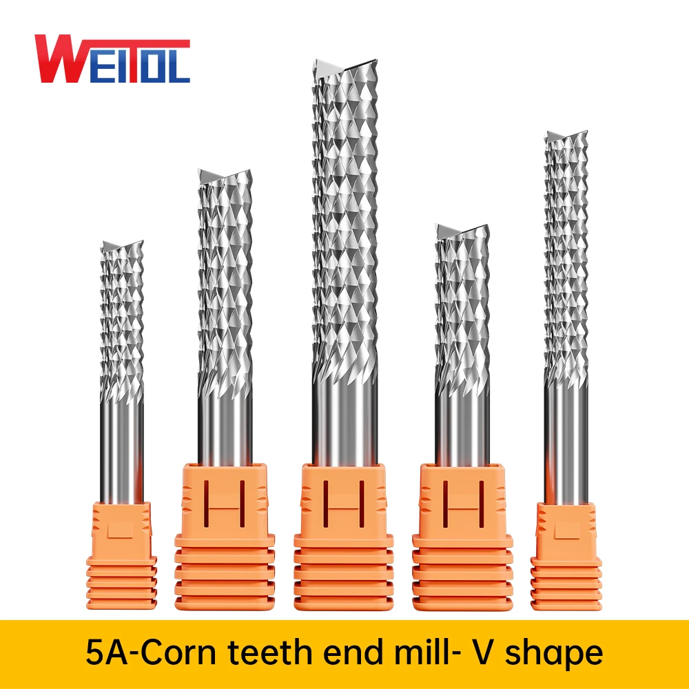 

Weitol free shipping1pcs 5A 8/10/12mm corn teeth end mill cnc milling cutter cnc PCB router bits carving tool