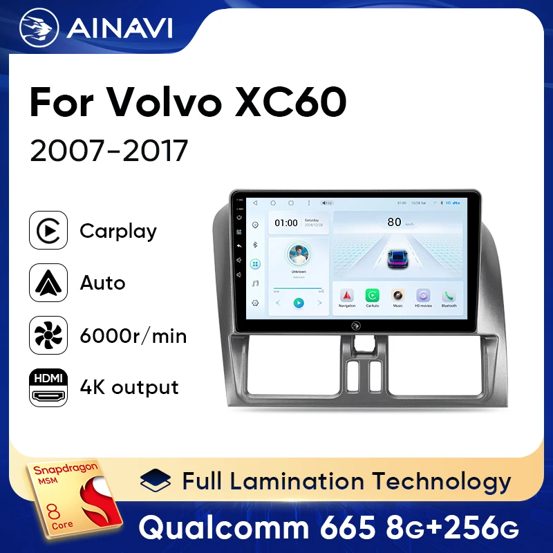 

Ainavi Car Radio For Volvo XC60 2007-2017 LHD Wireless Carplay Android Auto Car Multimedia Player GPS Autoaudio HDMI OUT 2 DIN