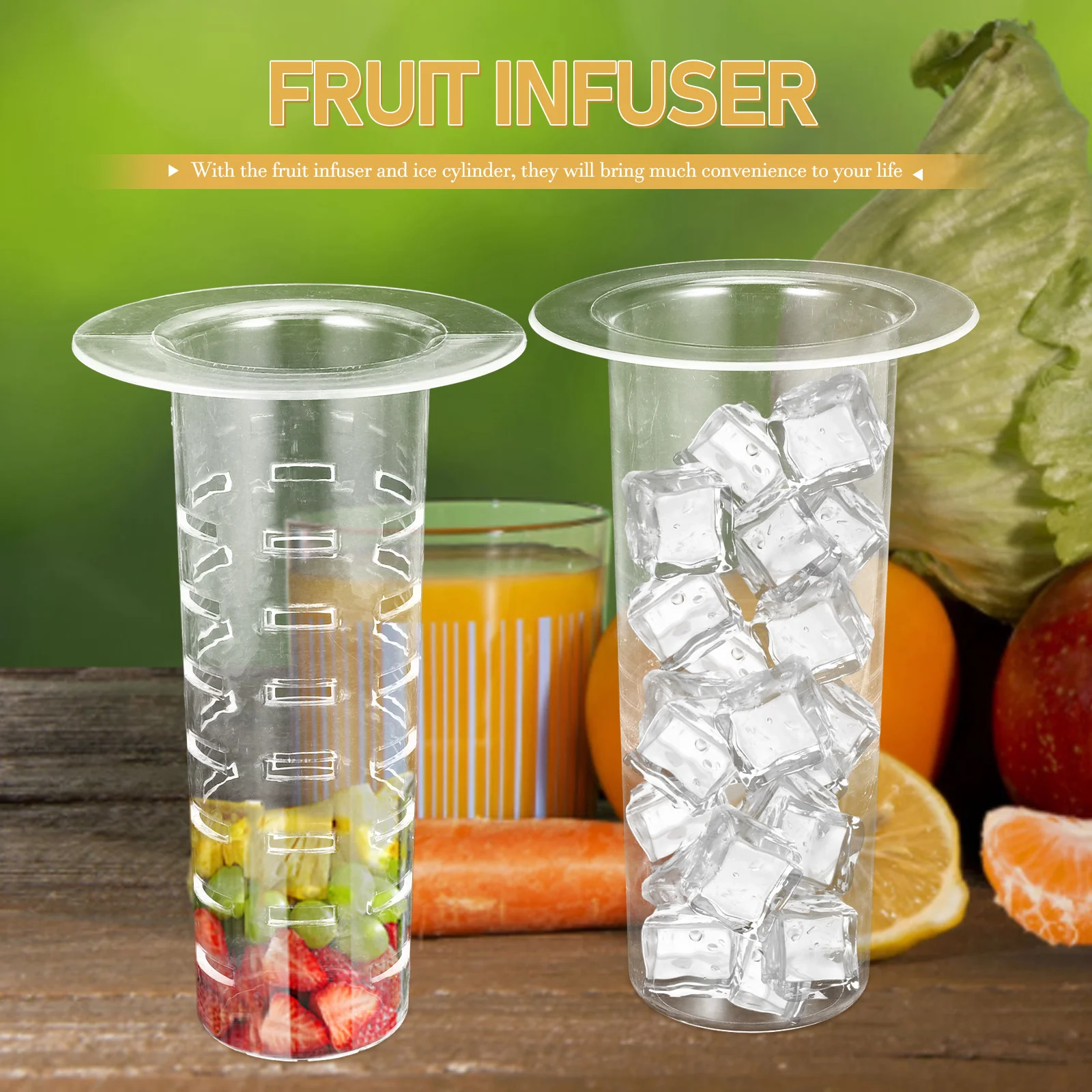 

1 Set Ice Cylinder And Fruit Infuser Beverage Dispenser Infuser Drink Ice Cylinder Juice Cans With Filter Ice Cubes Bucket 8L