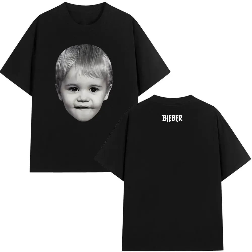 

Justin Bieber Big Face Graphic T Shirt Coachella 2026 T-shirts Summer Vintage Loose Fashion Y2k Men's Women's T Shirts Fan Gift