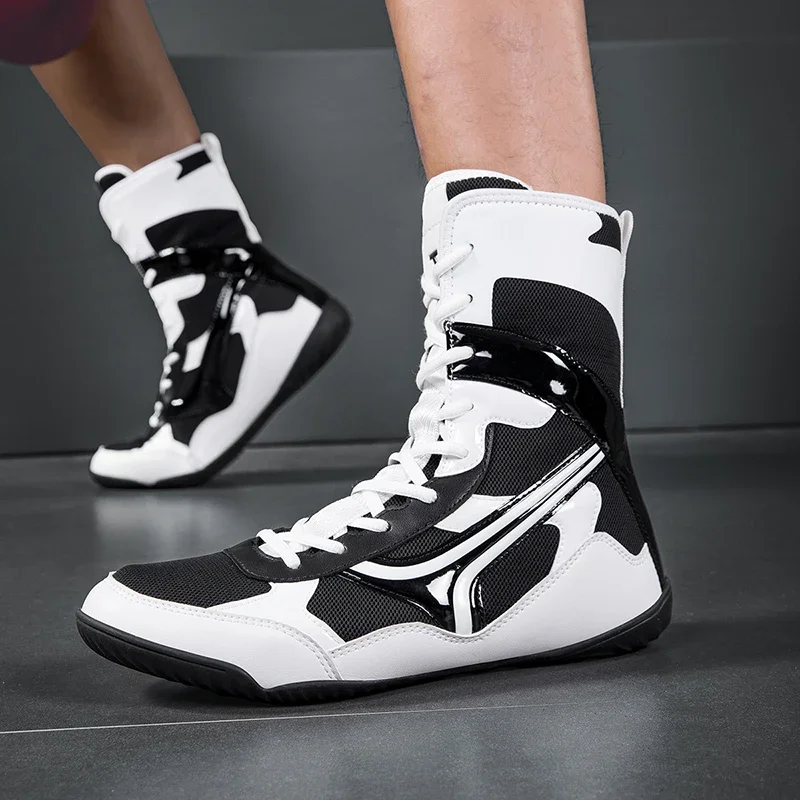 

Professional Wrestling and Boxing Shoes Color-blocked Mid-top Wear-resistant Flat Anti-slip and Breathable Sports Shoes