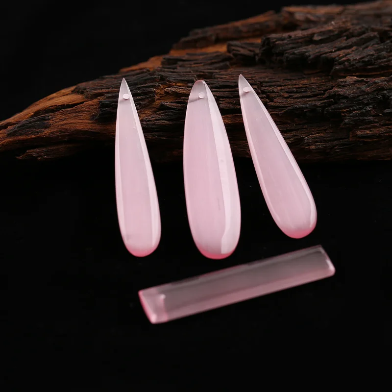 

4PCS Light Pink Onyx Teardrop - shaped Earring Beads Handmade Natural Jewelry Ear Ornaments